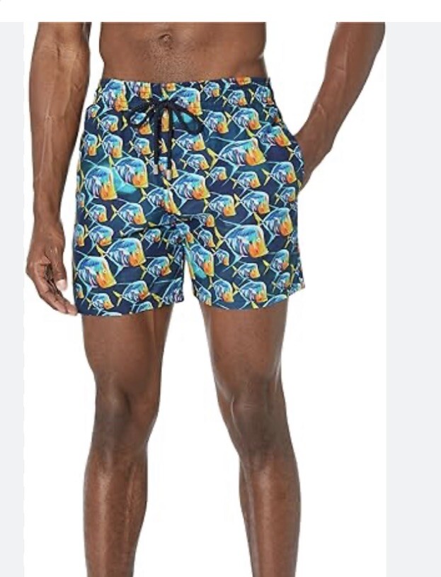 Vilebrequin Swim Shorts Mens 2XL Blue Piranha Print Lined Moorea