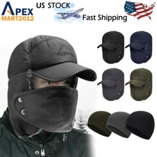 Trapper Hat Face Mask Winter Warm Aviator&Tactical Thermal Fleece Dome Skull Cap