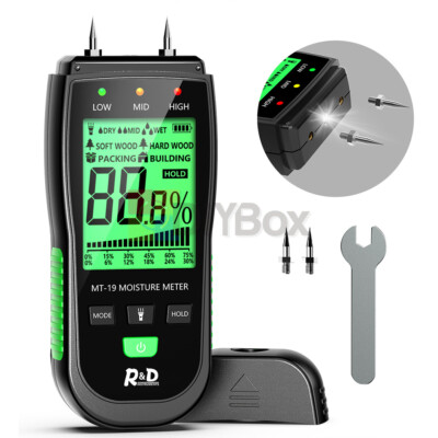 Digital 5-75% Hygrometer LCD Wood Moisture Meter Detector Tester Humidity Test
