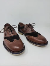 Johnston & Murphy Ellington Mens 8.5 Wingtip Flex System Brown Suede & Leather