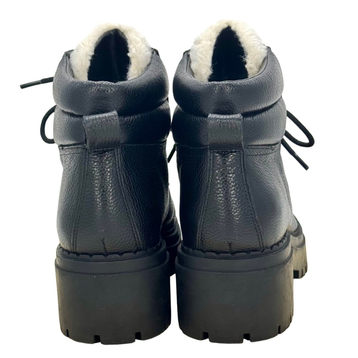 Marc Fisher Black Leather LTD Nairy Sherpa Lined Lace Up  display picture 2