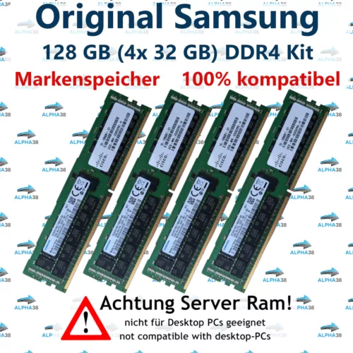 128 GB (4x 32 GB) Rdimm ECC DDR4-2666 Lenovo Thinksystem SR550 SR570 Serveur RAM