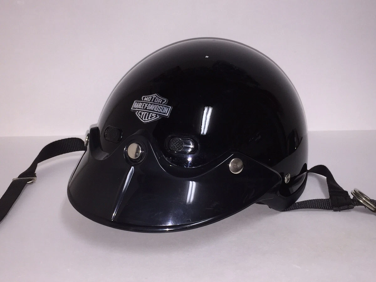 Vintage Harley Davidson Black Half Helmet Beanie Shorty Liner