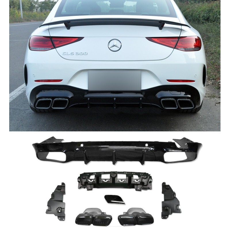 Diffuseur pare-chocs arrière noir Mercedes CLS C257 kit carrosserie look CLS 63