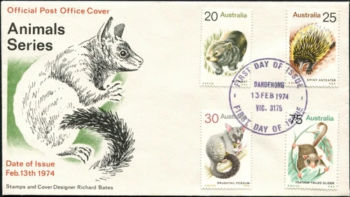 1974 Australian Animals Set Of 4 Stamps Unaddressed First Day Cover, VGC