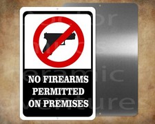 NO FIREARMS PERMITTED ON PREMISES  8 x 12" sign metal sign