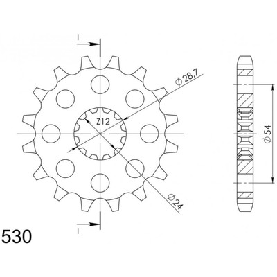 Ritzel 530 - 15Z aus SCM-435 Stahl Erleichterungslöchern für lange Lebensdauer K