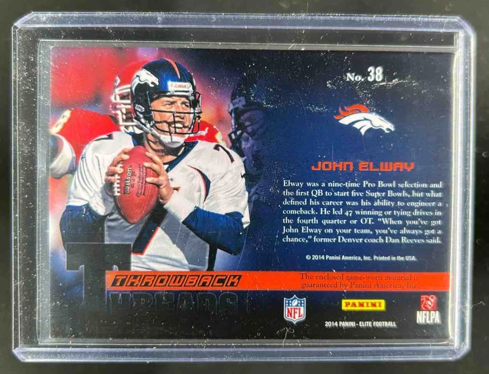 2014 Elite John Elway Throwback Threads Jersey #/199 Broncos - Image 2 of 2
