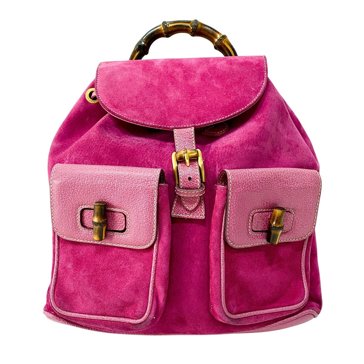 GUCCI Bamboo Pink Suede Backpack | eBay