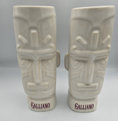 Set of Two (2) Ceramic TIKI Mugs Galliano Mexican liqueur 6.7'' Tall