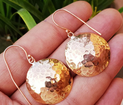 1 Pair Pure Copper Healing Circle Hook Earrings, Jewelry Spiritual Kriya