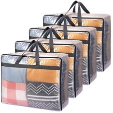 4 Pack 75L Extra Large XL Clear Storage Bags With Zipper for Blankets, Quilts...