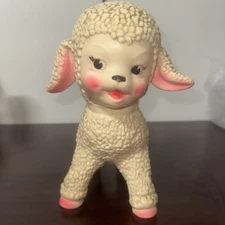 Vintage Sun Rubber Co 1961 Lucy Lamb Toy - No Marble Rollers, Head Turns