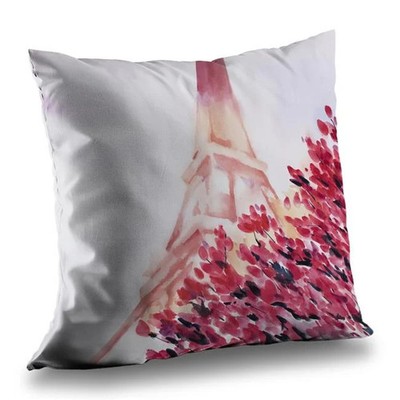 Begin Home Decor C1PT1414214NM4 14 x 14 in. Pink Eiffel Tower Throw Pillow - ...