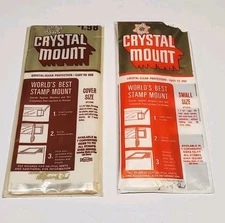 (2) Vintage H.E. Harris Crystal Mount Small And Cover Size Stamp Mounts 