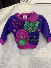 Barney Baby Bop 1992 Kids 2T Long Sleeve Sweater Vintage
