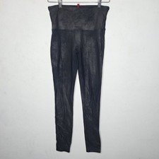 Spanx Faux Leather Black Leggings Women's Large L Shapewear