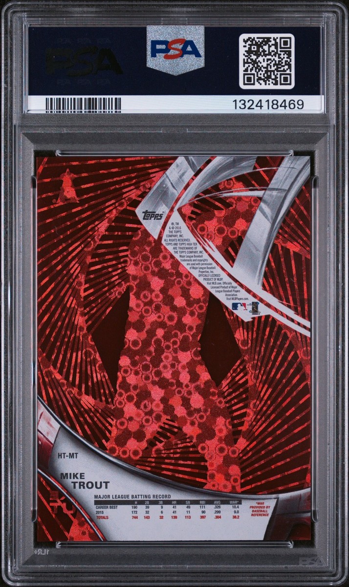 Mike Trout PSA 9 SSP - 2016 Topps High Tek Red Orbit Diffractor PR