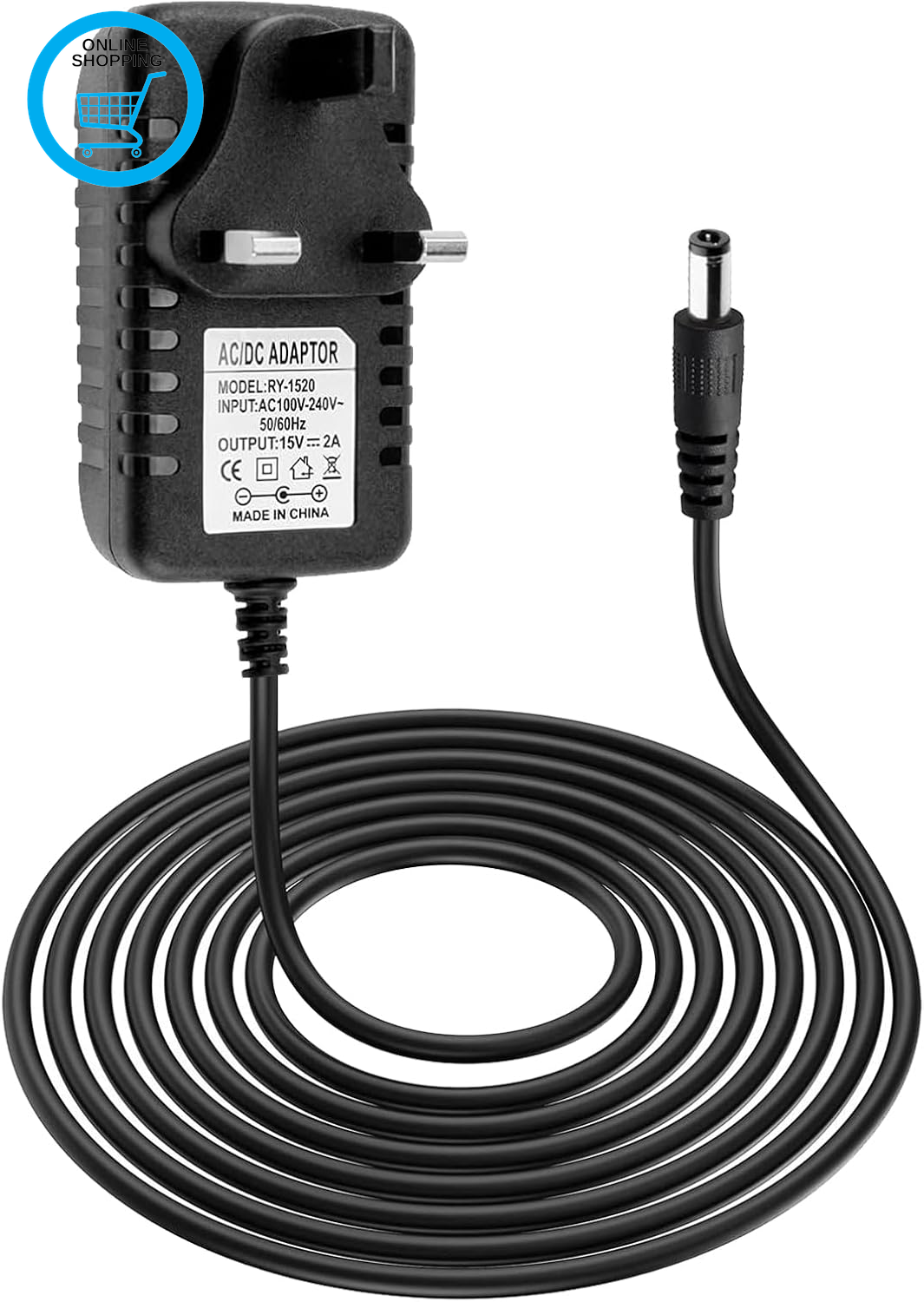 15V 2A Power Supply Adapter, 100-240V 50/60Hz AC to DC Transformer Charger for L