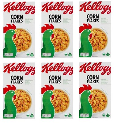 6x Kellogg's Corn Flakes Knusprige goldene und leckere ohne Palmöl 500g