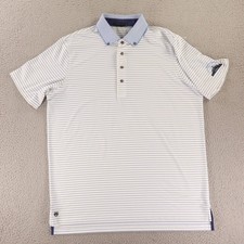 Greyson Shirt Mens L Blue Horizontal Micro Stripes Golf Polo Performance