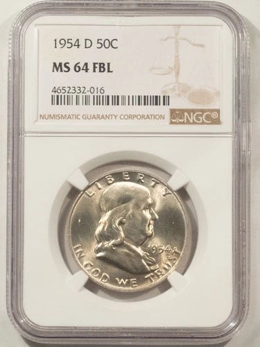 1954-D FRANKLIN HALF DOLLAR - NGC MS-64 FBL