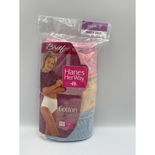 Vintage 1995 Hanes Her Way Cotton Briefs 3 Pack Size 7 Pink Peach Blue NOS 90s