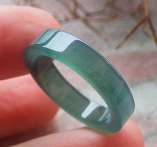 Video Certified Green 100 A JADE Jadeite Rectangle RING USA. 8.5    705770 AS