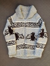 80S 90S Thunderbird Cowichan Knit Aluminum Zip