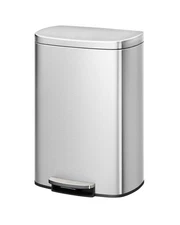 13 Gallon Step-On Trash Can with Quiet Close Lid, Rust-Resistant Stainless Steel