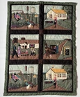 Amish Hand Quilted Fabric Panel Wall Hanging Children Play Folk Art Quilt 26x36