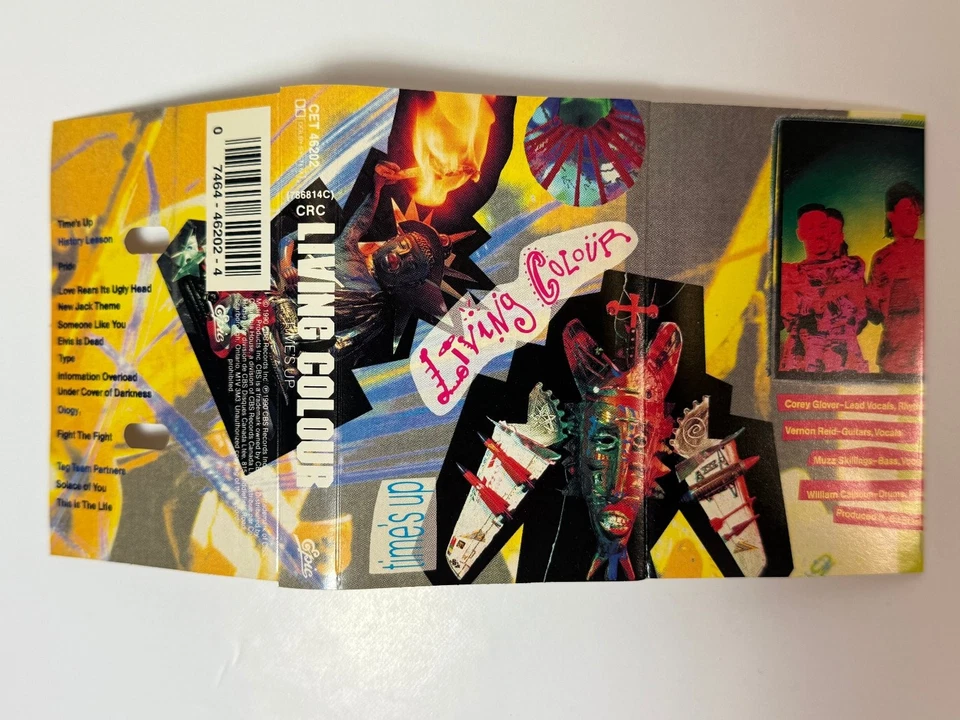 Living Colour - Time's Up Cassette Tape 1990 Epic Metal CBS Canada - Image 3 of 4