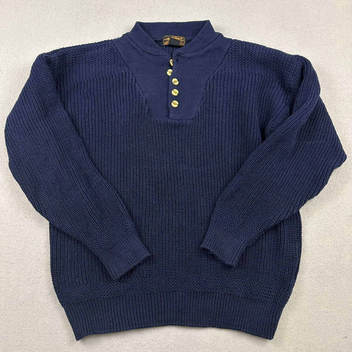 Pull vintage Eddie Bauer homme XL marron laine pêcheur tricot pull