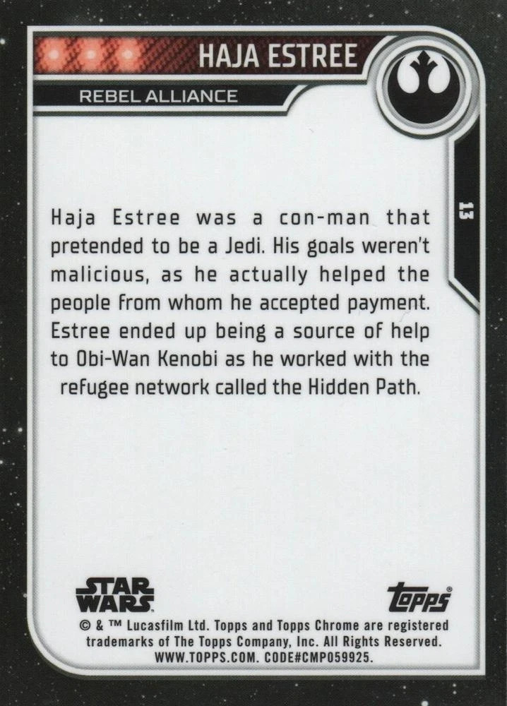 2023 Topps Star Wars Chrome BLACK WAVE REFRACTOR Parallel #13 HAJA ...