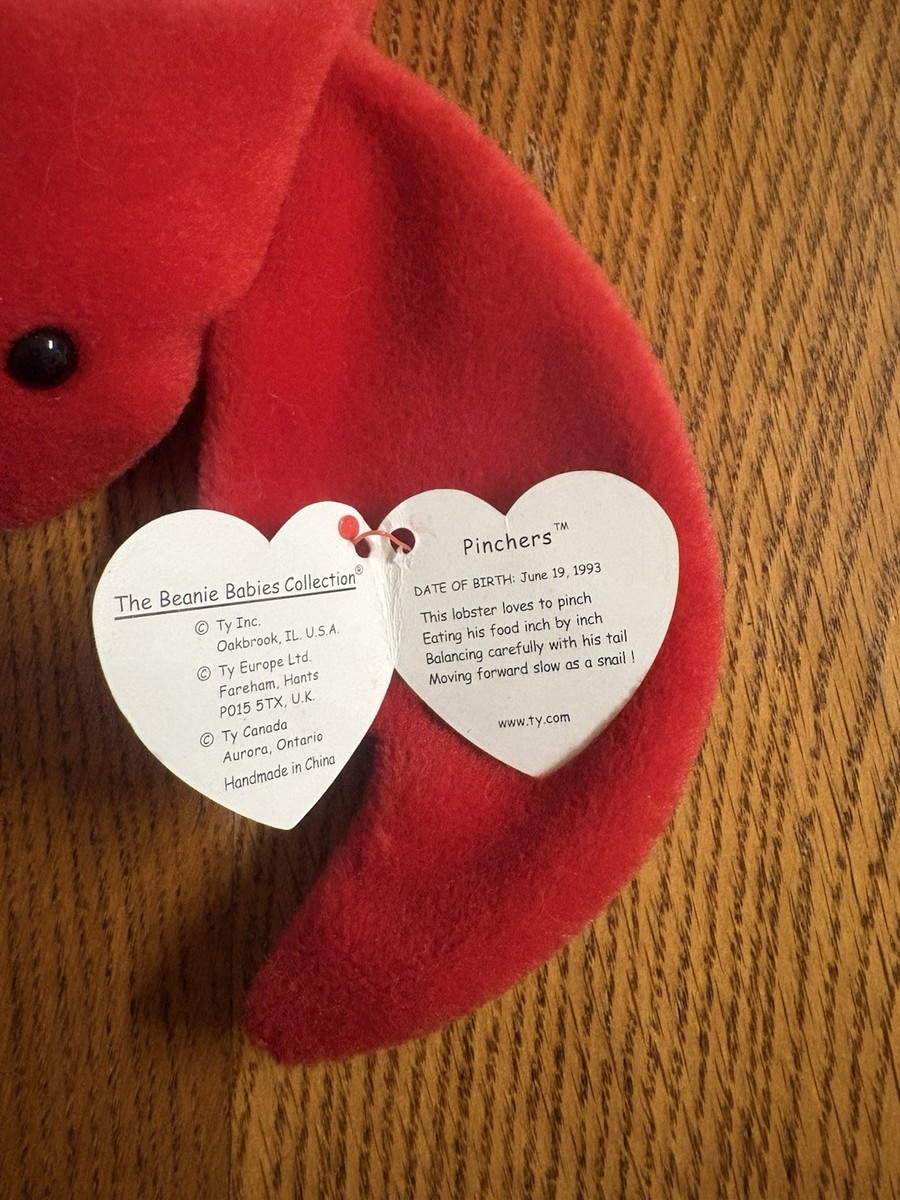 アクセサリー t.y RARE Ty Beanie Baby Pinchers the Lobster (4026) Retired Tags