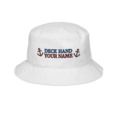 Embroidered Personalized Deck Hand Bucket Hat, Boating Hat