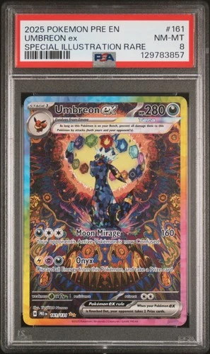 2025 POKEMON PRE EN-PRISMATIC EVOLUTIONS #161 UMBREON EX PSA 8