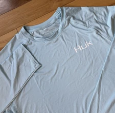 Huk Performance Fishing Shirt Mens Sz L Blue Americana Pursuit Long Sleeve