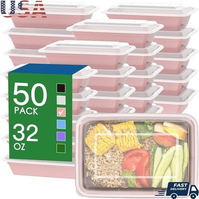 Sturdy Reusable Meal Prep Containers Leakproof Stackable BPA Free 50 Pack New
