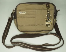 Chala Khaki Canvas Crossbody Purse