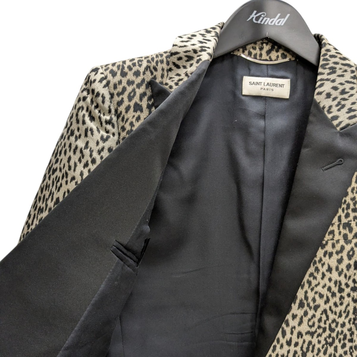 Giacca Saint Laurent Paris leopardata fumè beige e nera taglia 42 usata