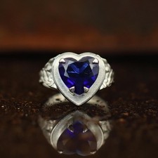 Blue Sapphire Heart Ring, Promise Ring For Women, Engagement Ring For Girls
