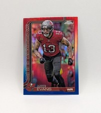 2025 Topps Chrome Football Mike Evans #282 Red, White, & Blue Refractor Bucs