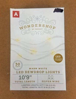 Dewdrop LED Cadena de Luces Pilas Blanco Cálido Alambre Plata Wondershop Un - Imagen 1 de 2
