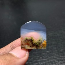 Scenic Moss Agate Cabochon 21.4x20x3.8mm High Quality 15.5 ct