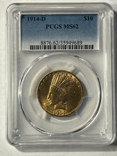 1914-D $10 Gold Indian Eagle PCGS MS62! ?