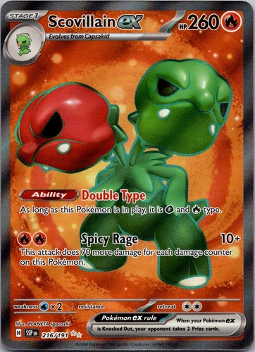 Scovillain ex 216/191 Ultra Rare Surging Sparks Pokemon Holo Near Mint