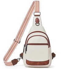 7L Sling Bag Crossbody Bags for Women Fanny Packs Purses 3-white With Brown