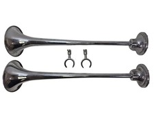 Pair 24 Grover 1707 Air Horns W Mounts Chrome Surface Semi Truck Ih Harvester Pair 24 Grover 1707 Air Horns W Mounts Chrome Surface Semi Truck Ih Harvester