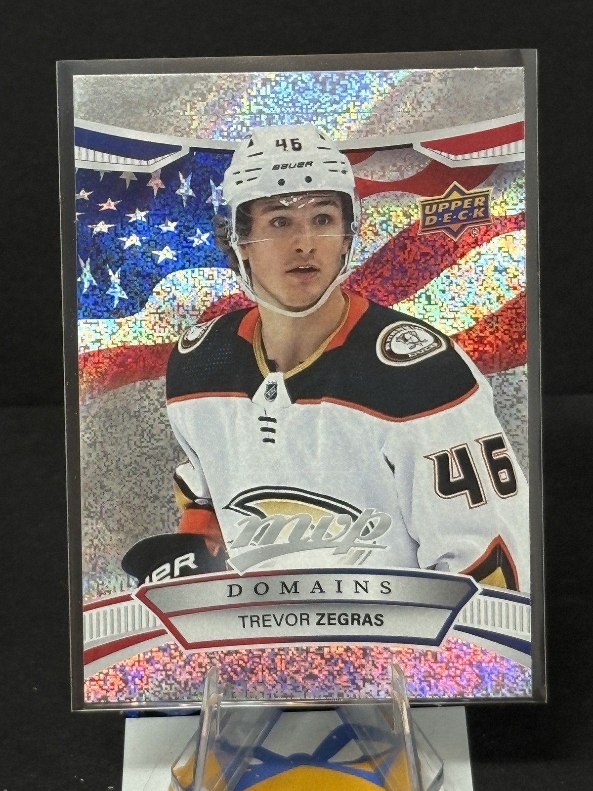 Trevor Zegras #NA-26 Hockey Cards 2022 Upper Deck MVP Domains trading card — raw and PSA graded price guide